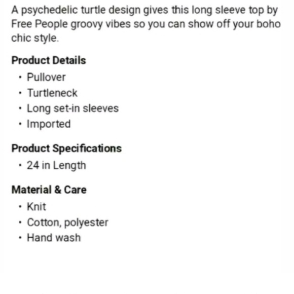 *SOLD* Free People Turtleneck Tie Dye Knit Top - Picture 5 of 6